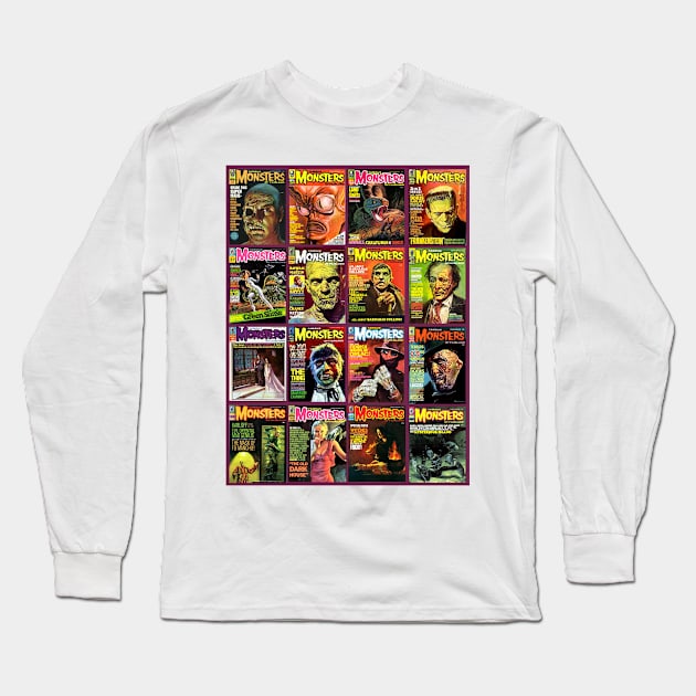 Famous Monsters Collage Series 4 Long Sleeve T-Shirt by Starbase79
